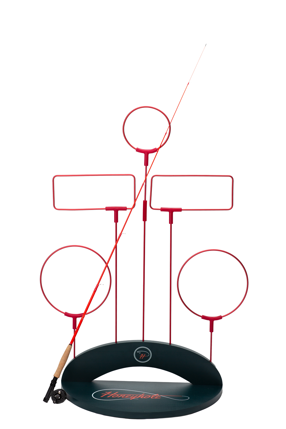 Sillouette of the honeyhole yard game set with target board and rods