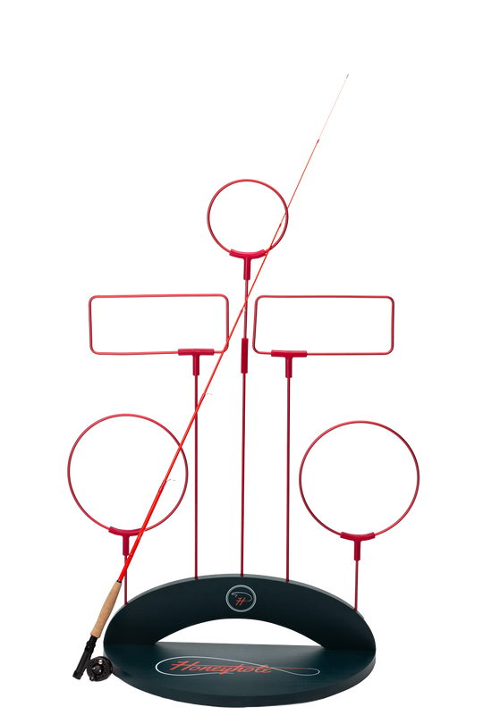 Sillouette of the honeyhole yard game set with target board and rods